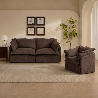 2-piece Living Room Set Vintage Upholstered Sofa With Accent Chair