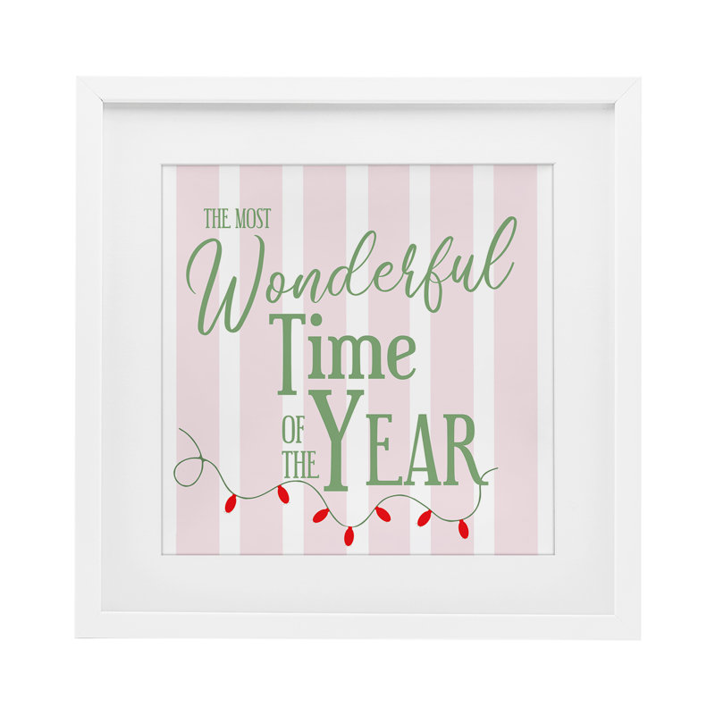 «Wonderful Time on Festive Stripes», reproduction sous verre encadrée, design par Lauren Rader, H 16 po x l 16 po