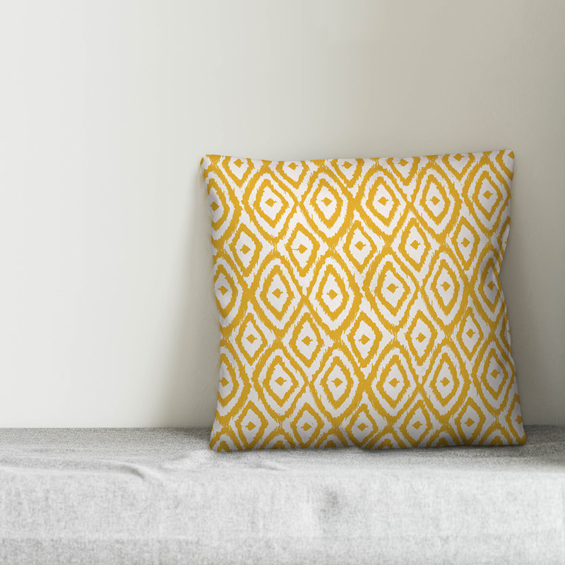 Geometric Throw Pillow, 16" x 16", White/Yellow