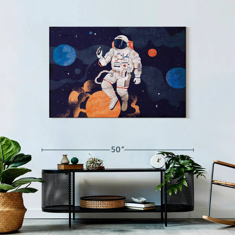 Astronaut With Planets, 30" H x 45" W