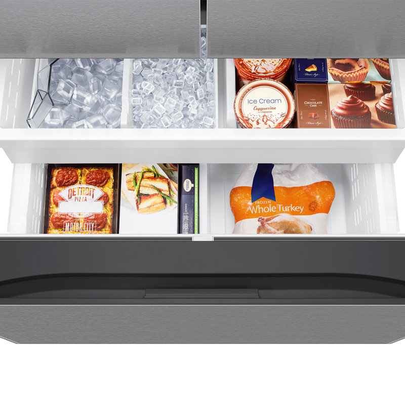 Samsung Stainless Steel Kitchen Package with Samsung 26 cu. ft. Mega Capacity Counter Depth 3-Door French Door Refrigerator with Gas Range