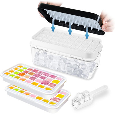 Ice Cube Tray,Ice Trays For Freezer With Lid And Bin,Ice Cube Trays For Freezer With 2 Trays,Easy Release 64 Pcs Ice,Ice Cube Molds,BPA Free -  Mint Pantry®, A61857A05FE54E66BC4219CEA0D955F9