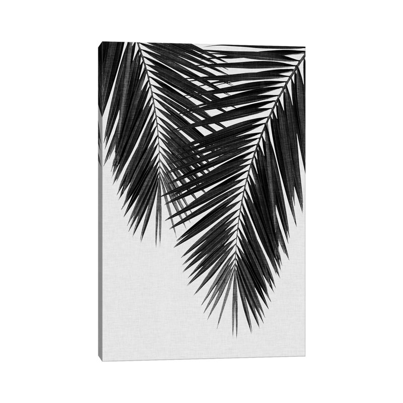 Palm Leaf II B&W 1 Piece Wrapped Canvas Wall Art, 101.6 cm H x 66.04 cm W x 1.91 cm D