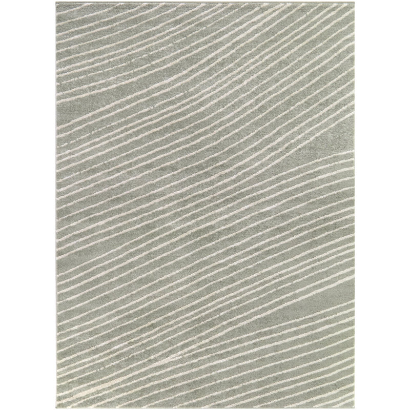 Barta Grey Modern Striped Area Rug, Rectangle 7'10" x 10'