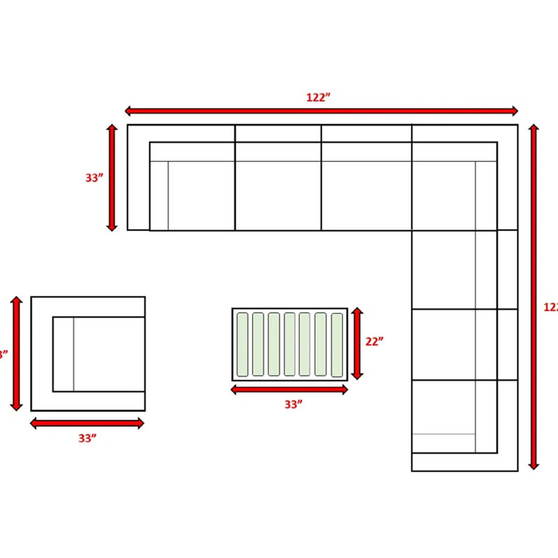 7 sièges entièrement assemblés avec coussins - Solution pour 7 personnes lavables et douces Rafraîchissez votre espace