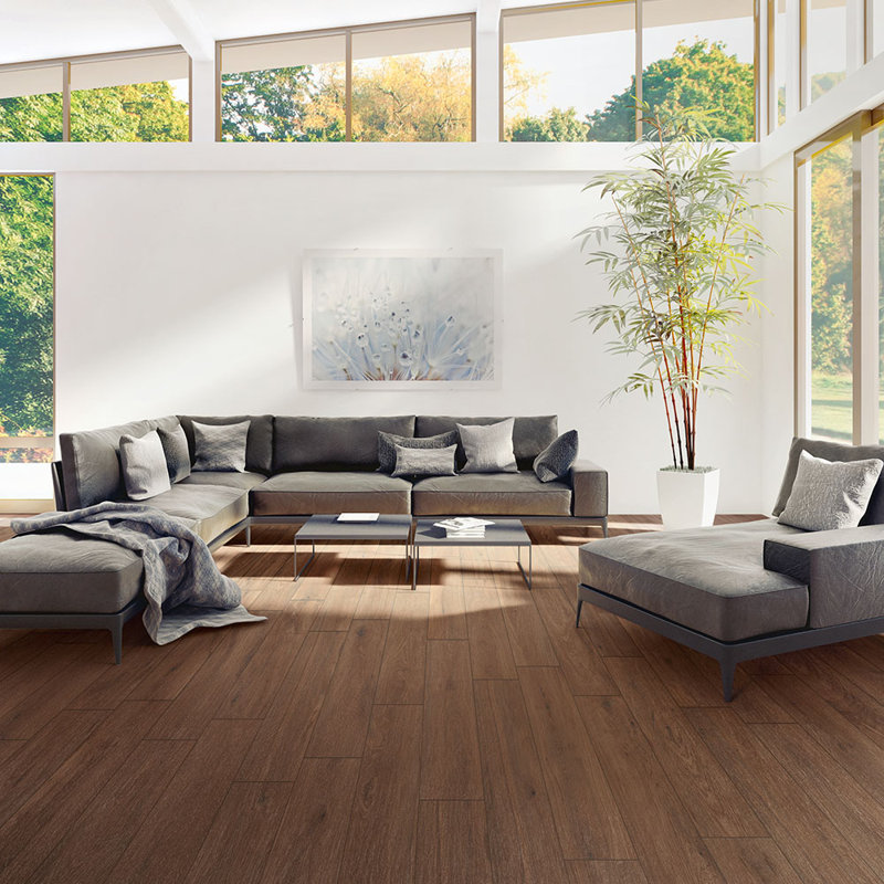 Carrelage de sol en porcelaine aspect bois Renew 8X48, Teck brun