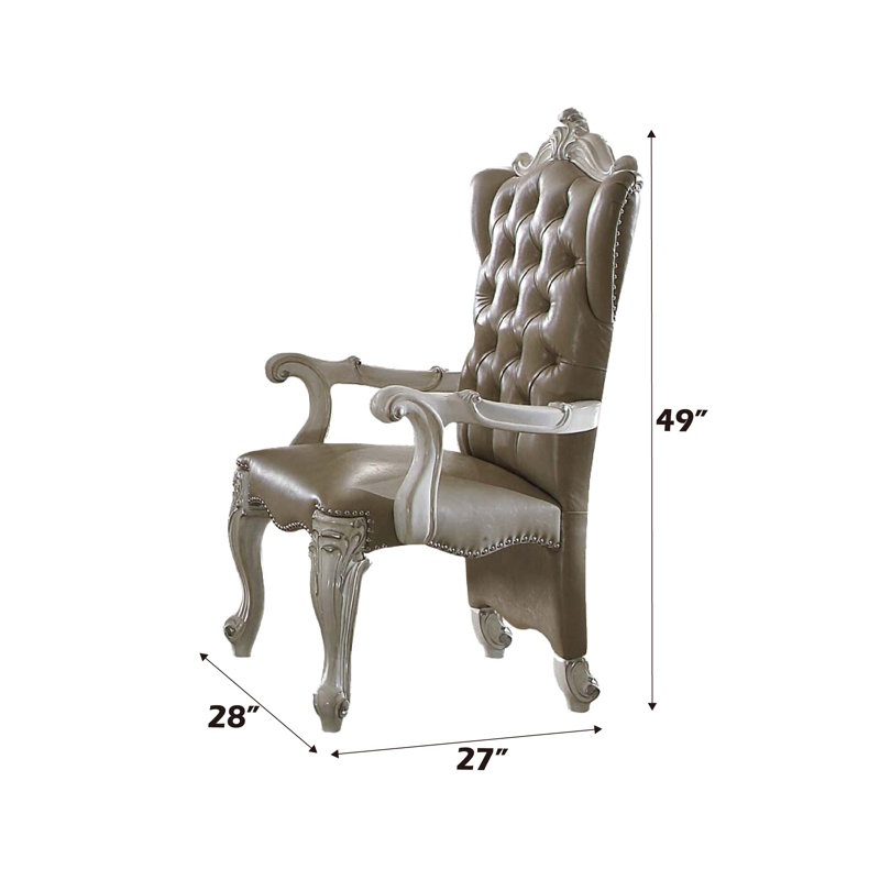 Chaise avec accoudoirs capitonnée blanche Carvajal (ensemble de 2)