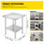 Table de préparation de cuisine commerciale en acier inoxydable 24 po x 24 po