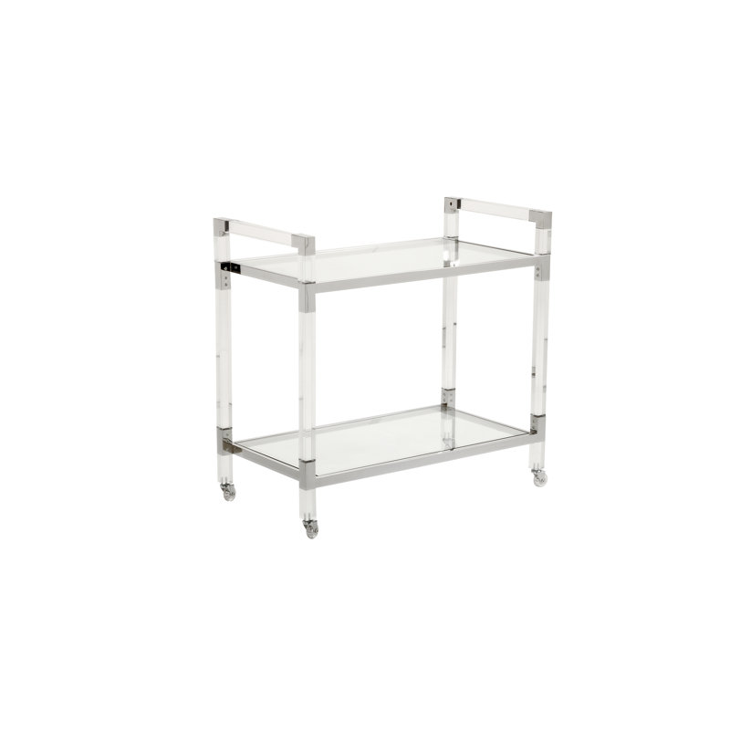 Acrylic Bar Cart, Clear/Polished Nickel