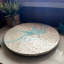 Plateau tournant en mosaïque de coquillages capiz bleu clair et blanc, motif pieuvre côtière, 40 cm de diamètre