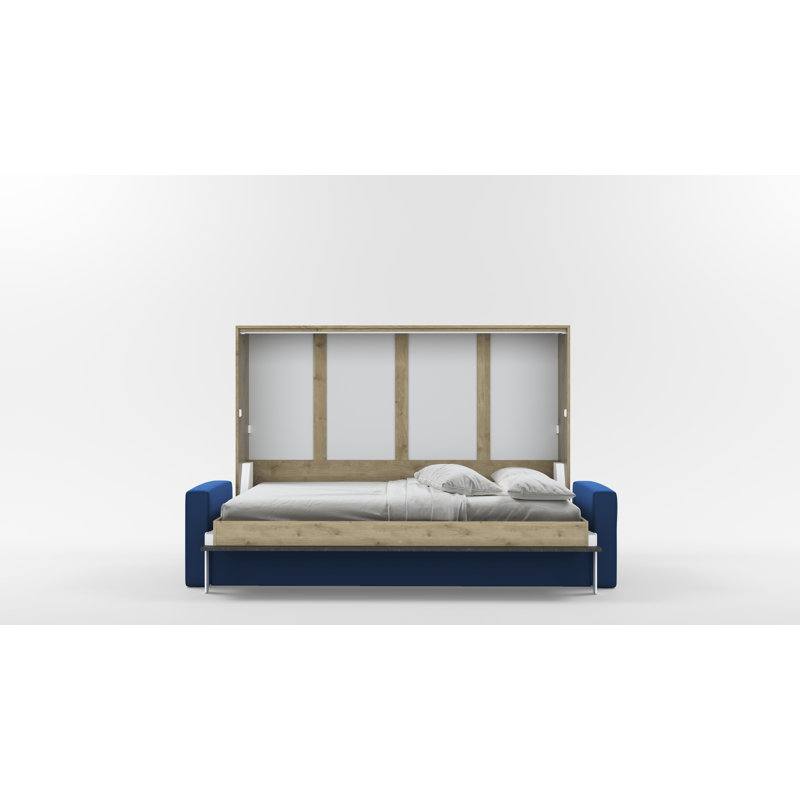 Neidelin Upholstered Murphy Bed, Beige/Grey/Navy