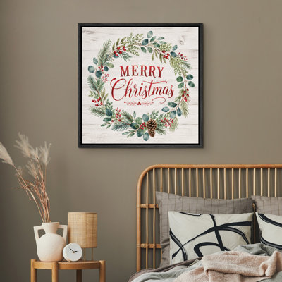 Illustration de couronne de Noël rustique, photos de salle à manger, impression sur toile encadrée