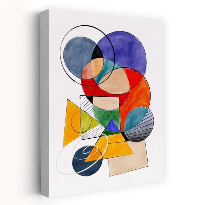 Art contemporain abstrait géométrique coloré, H 24 po x l 16 po