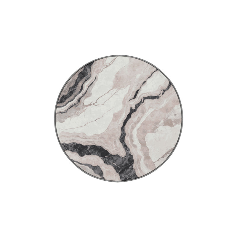 Tapis gris lavable à la machine, Rond 8 pi