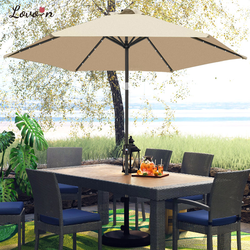 Lighted Market Parasol, Beige