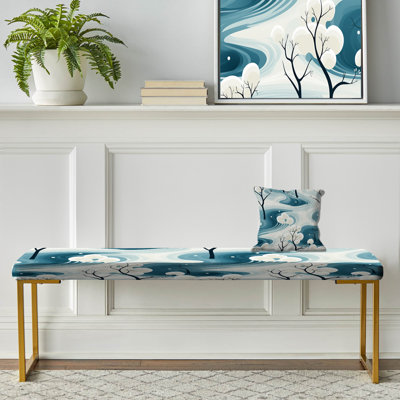 Banc blanc rembourré Botanical