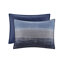 Ensemble de literie 8 pièces de très grande qualité supérieure, mélange de microfibre et de coton, motif à rayures aquarelle bleu marine, parfait pour le confort de la chambre à coucher