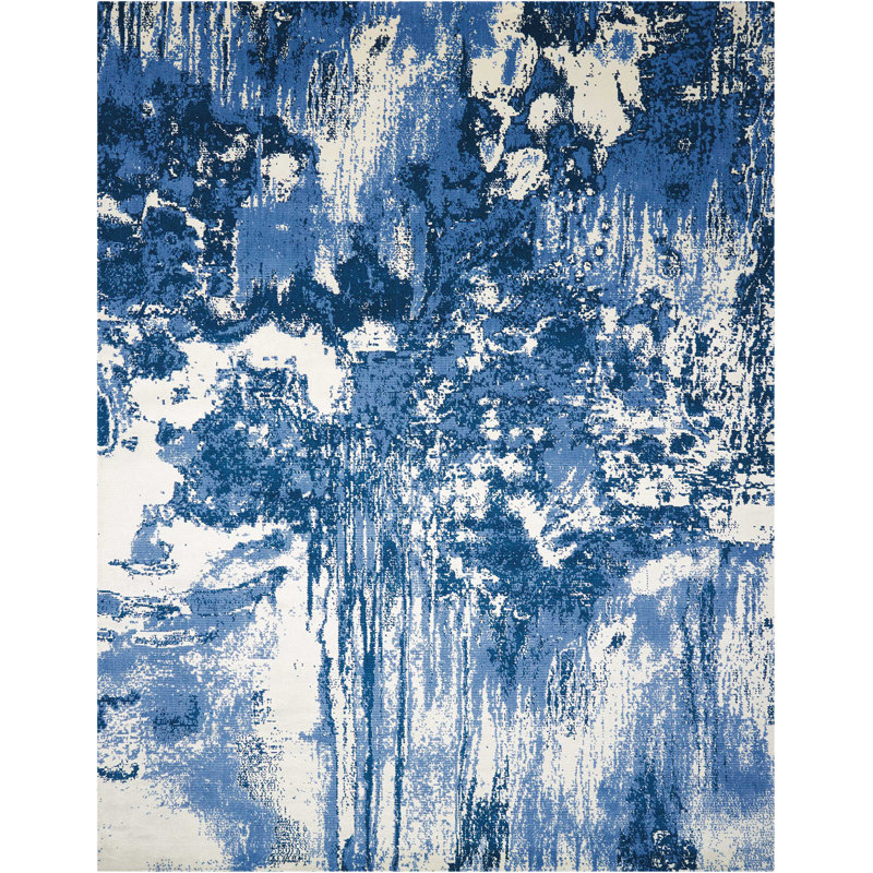 Haseltine Viscose Abstract Indoor Rug, Rectangle 5'6" x 8'