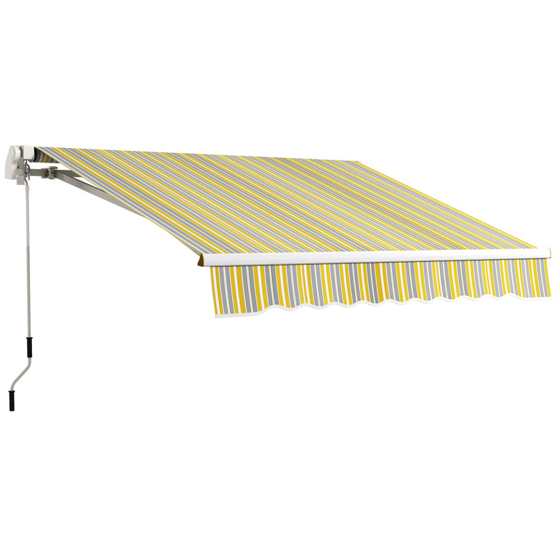 Auvent de terrasse rétractable en polyester Outsunny, Jaune / rayé gris, H 49,2 po x l 98,4 po x P 78,7 po