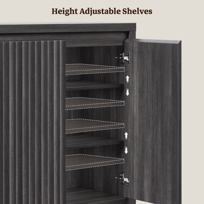 29.1"W Fluted Panel Sideboard  With 2 Adjustable Shelves