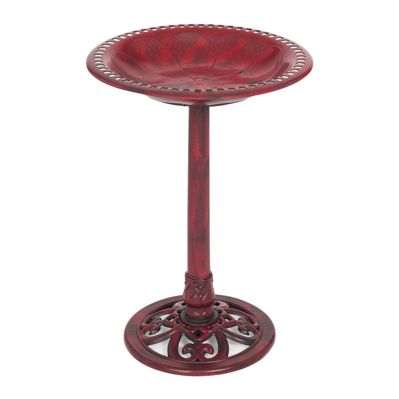  Bain pour oiseaux d'extérieur - rouge - polyrésine résistante aux intempéries - 27 po