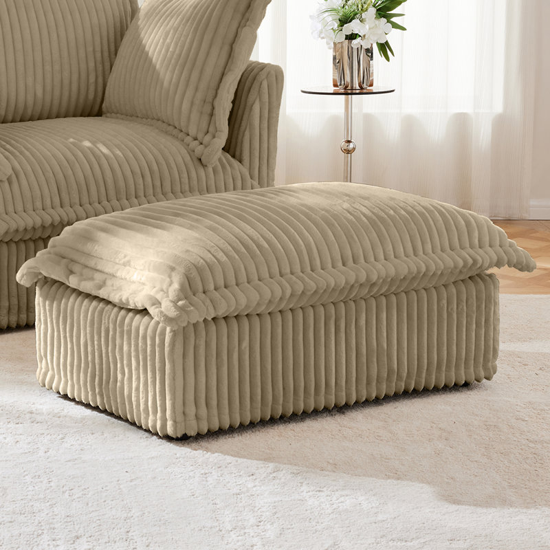 Repose-pieds en velours côtelé durable avec texture douce, idéal pour les espaces de détente, Chameau clair