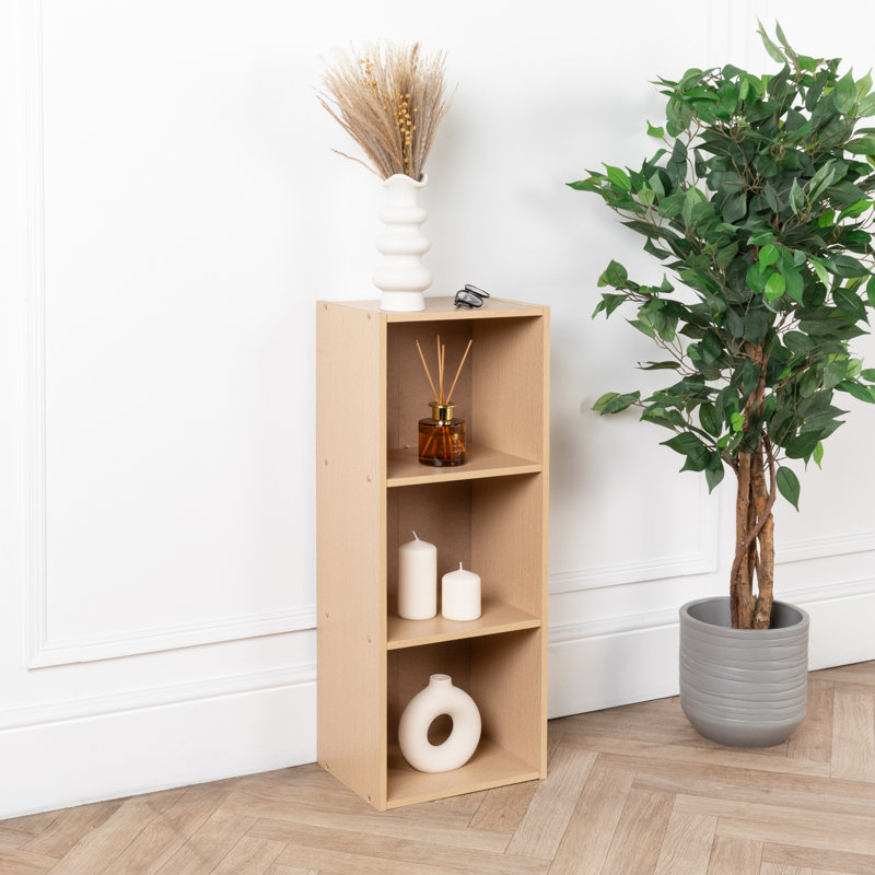 3 Tier  Cube Bookcase Wooden Bookshelf, Brown