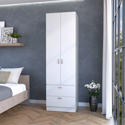 Armoire 2 tiroirs blanche 2 tiroirs