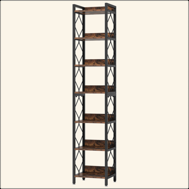Étagère de rangement à 7 niveaux à tablettes étroites pour salon, chambre à coucher