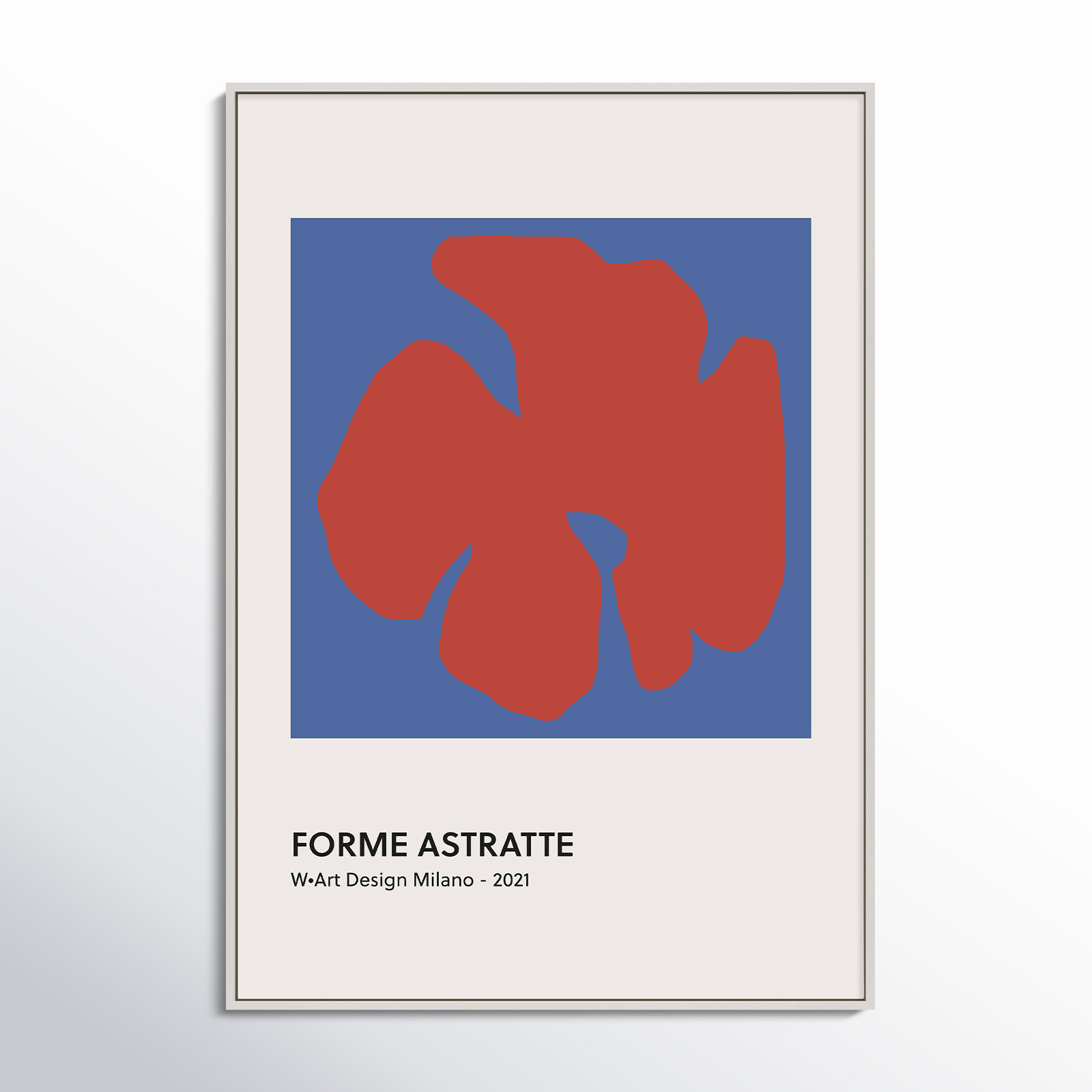 Despina Forme Astratte Blue & Red by Romina Gadler, 20" H x 14" W x 1.25" D, White Framed Canvas