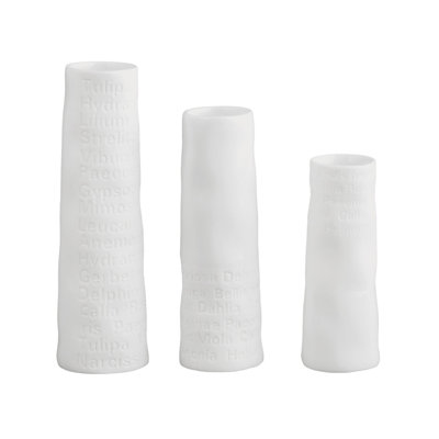 A Poetic Space Porcelain Mini Vases - Set of 3 - Flower Names Embossed