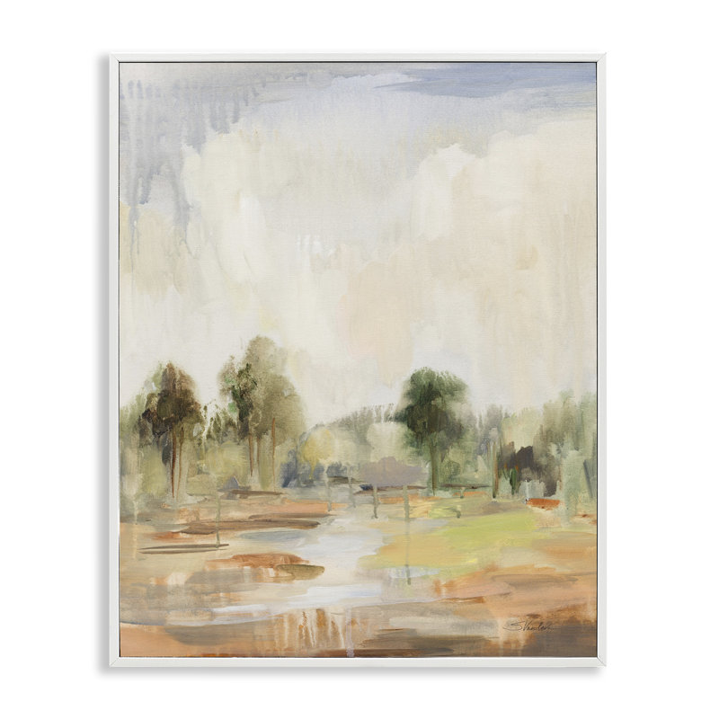 «Summer Rain Landscape», art de la giclée encadrée par Silvia Vassileva, Estampe numérique encadrée blanc bord de mer