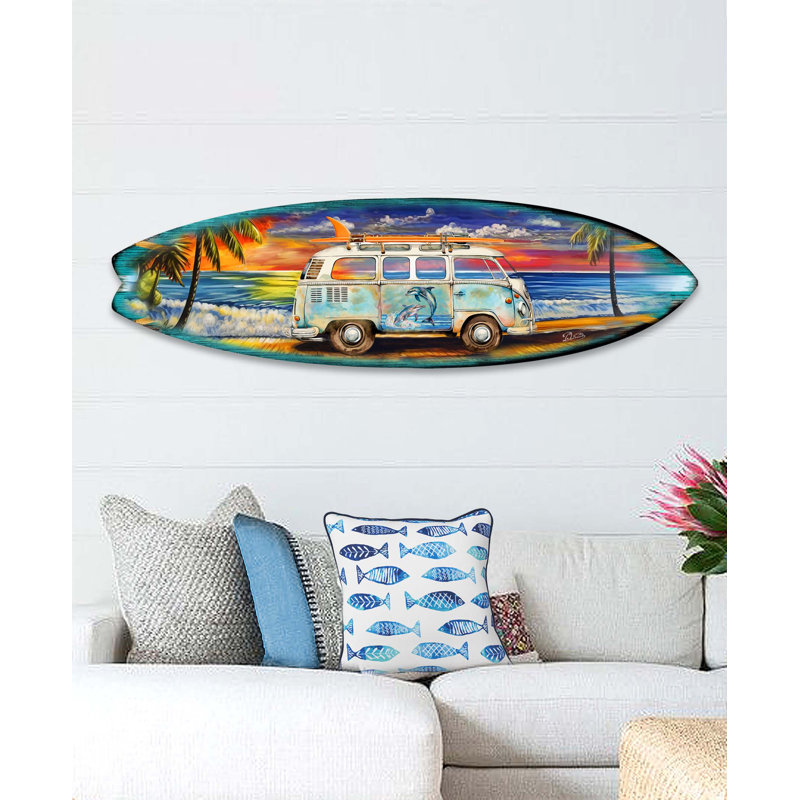 Décoration murale planche de surf, H 17 po x l 60 po x P 1 po
