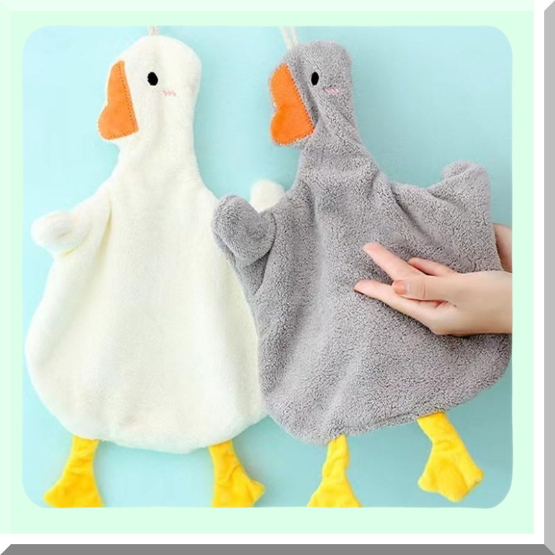 QuackDry Ultra-Absorbent Quick-Dry Hanging Hand Towels - 4 Pack for Kitchen, Bathroom, and Bedroom