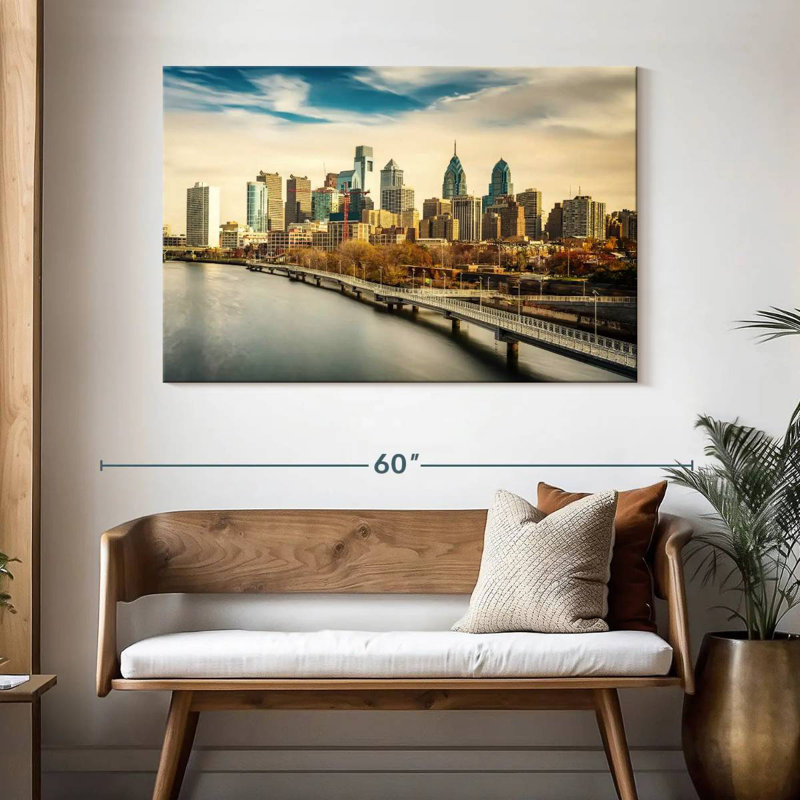 Vue de Philadelphie, H 32 po x l 48 po