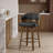 Mid-Century Modern Walnut Bentwood Swivel Bar Stool With Thick Cushioned Seat & 350 Lbs Capacity-131775841
