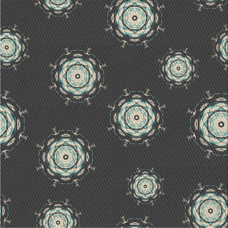 Tapis de zone noire à motifs, Carré 8 pi