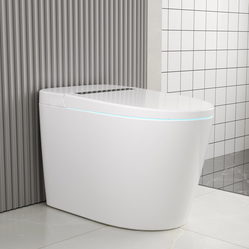Toilette intelligente une pièce sans réservoir avec chasse d'eau automatique et siège chauffant - Solution de salle de bain compacte
