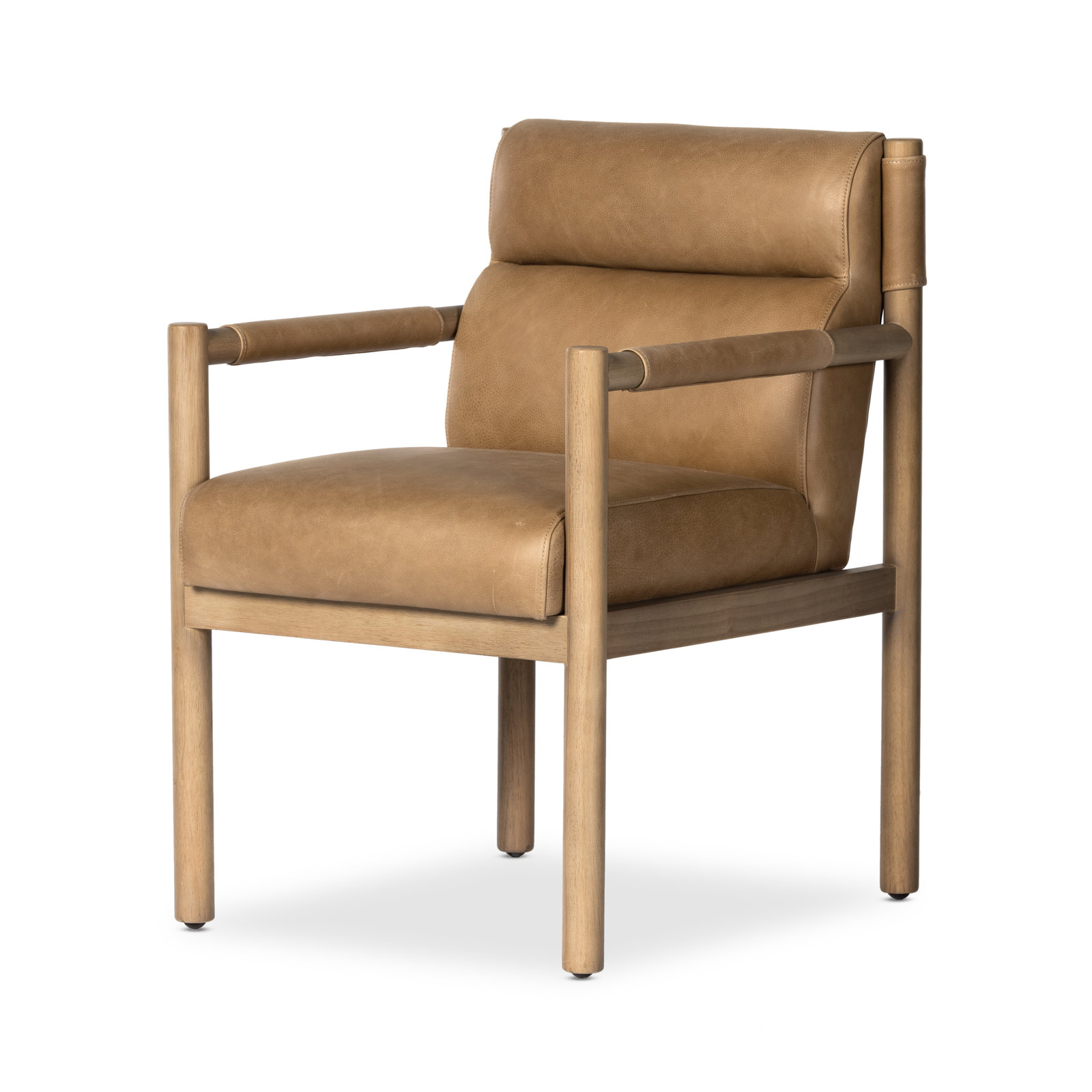 Arbella Upholstered Back Arm Chair in Beige/Natural, Palermo Drift Leather