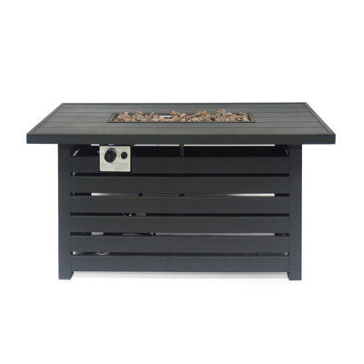 Rectangular Iron Fire Pit With 30,000Btu, Built-In Tank Cover - 45.00W X 42.00D 24.57H, Black, Iron, Easy Assembly In 30,000Btu And Secluded Place Procedure