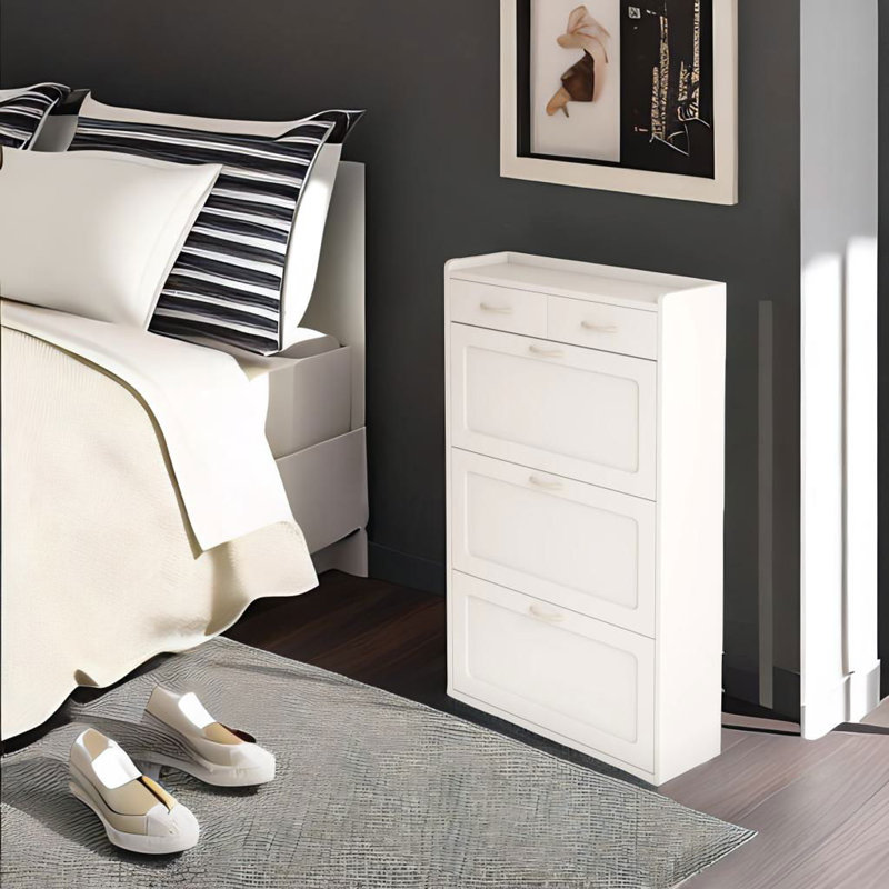 28 Pair Shoe Storage Cabinet, White