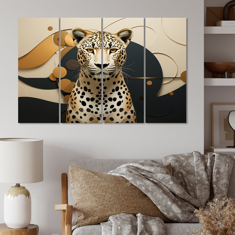 " Leopard Elegance Geometric " 4 - Pieces