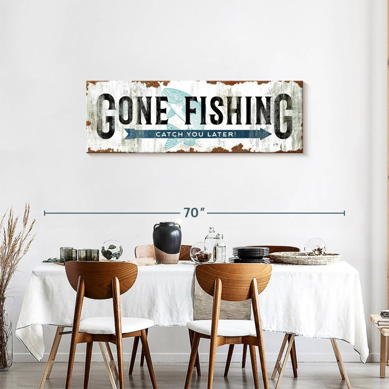 «Gone Fishing», impression sur toile, H 18 po x l 54 po x P 1,25 po