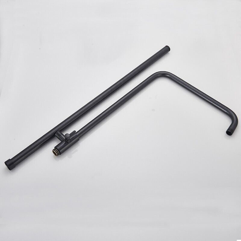 Modern Exposed Black Shower Mixer Tap Twin Head Large Bar Set 3 Way Valve Brass