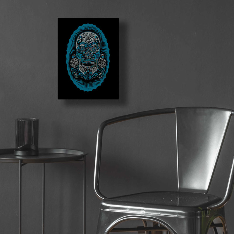 «Sugar Skull» par Rachel Caldwell, art mural en verre acrylique, H 16 po x l 12 po x P 0,13 po