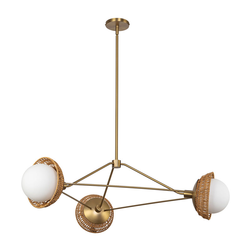 Lustre moderne 3 lumières 40 po Artiola, Or