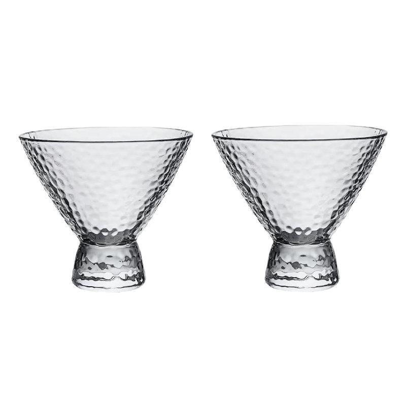 Clear Hammered Cocktail Martini Glasses 8.5oz