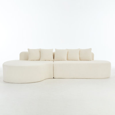 Comfortable White Flannelette Sectionals, Modern Curved Sofa For Home