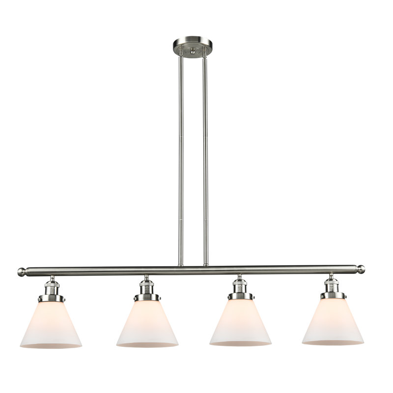 Luminaire suspendu linéaire pour îlot de cuisine 1 lumières Elliston, l 48 po x P 8 po, Boîtier blanc mat, Nickel poli