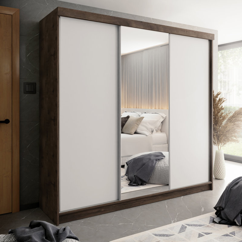 Mahpiya 3 Door Wardrobe, Walnut/White